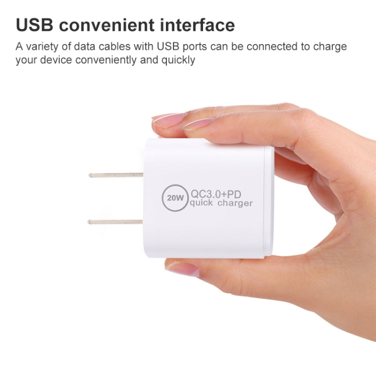 20WACB 20W QC3.0 + PD Quick Charger, Plug Specification:US Plug(White) - Apple Accessories by buy2fix | Online Shopping UK | buy2fix