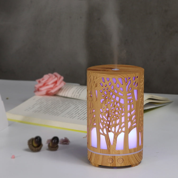 200ml Hollow-out Forest Pattern Wooden Essential Oil Aromatherapy Machine Ultrasonic Humidifier Automatic Alcohol Sprayer, Plug Specification:AU Plug(Light Brown-3) - Home & Garden by buy2fix | Online Shopping UK | buy2fix
