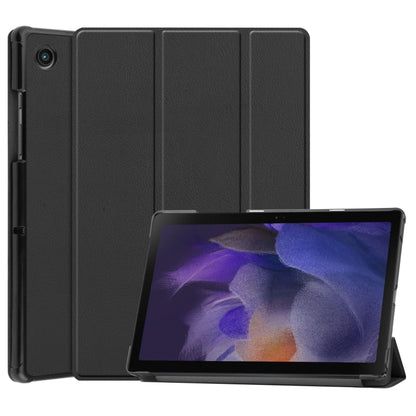 For Samsung Galaxy Tab A8 2021 Three-folding Holder Custer Texture Leather Tablet Case(Black) - Samsung Accessories by buy2fix | Online Shopping UK | buy2fix