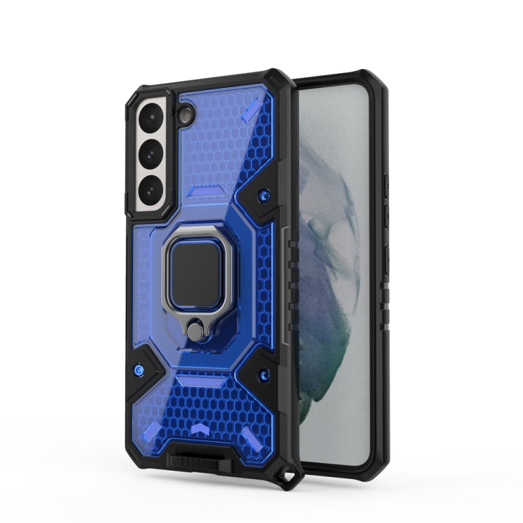 For Samsung Galaxy S22 5G Space PC+TPU Ring Holder Protective Phone Case(Blue) - Galaxy S22 5G Cases by buy2fix | Online Shopping UK | buy2fix