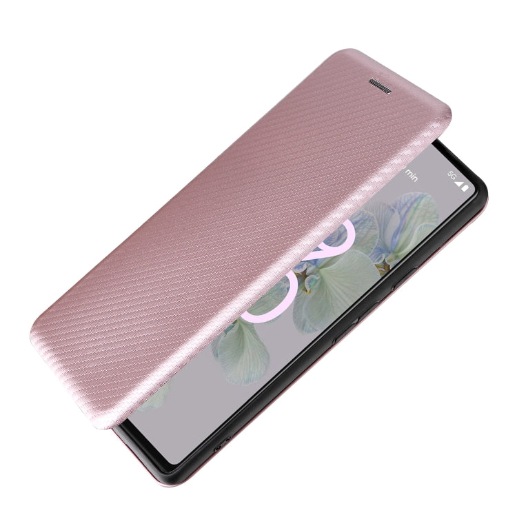 For Google Pixel 6a Carbon Fiber Texture Horizontal Flip Leather Phone Case(Pink) - Google Cases by buy2fix | Online Shopping UK | buy2fix