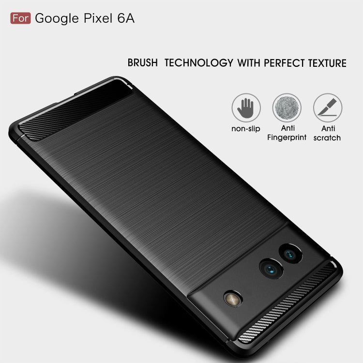 For Google Pixel 6a Brushed Carbon Fiber Texture Shockproof TPU Phone Case(Black) - Google Cases by buy2fix | Online Shopping UK | buy2fix