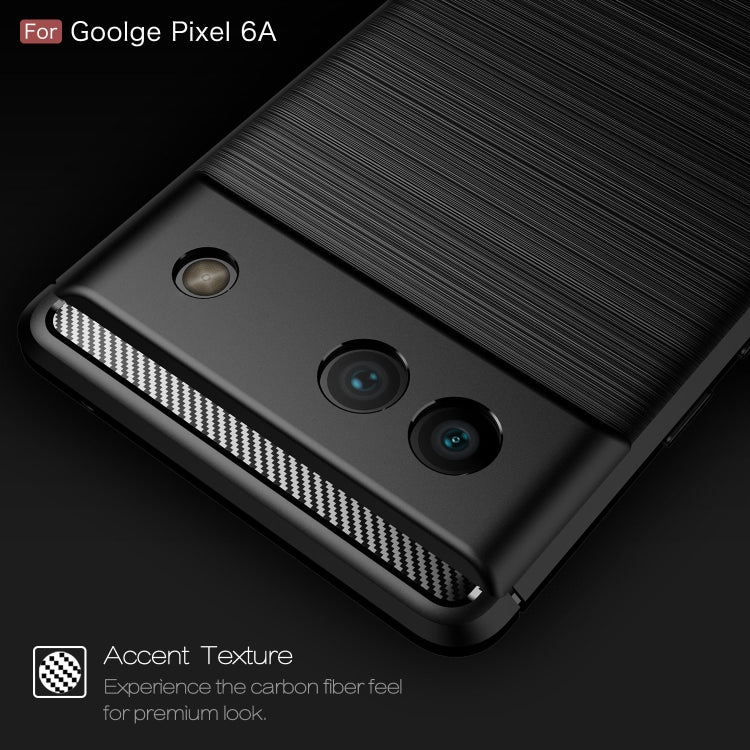 For Google Pixel 6a Brushed Carbon Fiber Texture Shockproof TPU Phone Case(Black) - Google Cases by buy2fix | Online Shopping UK | buy2fix