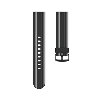 22mm Stripe Silicone Watch Band(Black Grey) - Watch Bands by buy2fix | Online Shopping UK | buy2fix