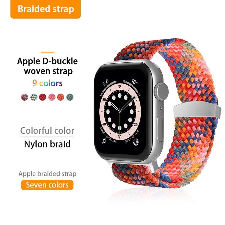 Nylon Braid Watch Band For Apple Watch Ultra 49mm&Watch Ultra 2 49mm / Series 9&8&7 45mm / SE 3&SE 2&6&SE&5&4 44mm / 3&2&1 42mm(Colorful Pink) - Watch Bands by buy2fix | Online Shopping UK | buy2fix