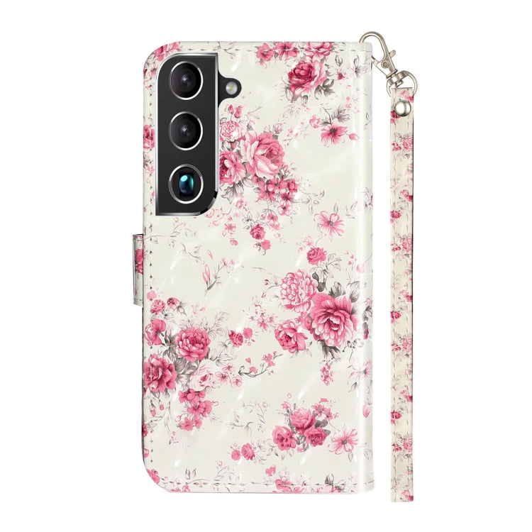 For Samsung Galaxy S22 5G 3D Pattern Horizontal Flip PU Leather Phone Case(Rose Flower) - Galaxy S22 5G Cases by buy2fix | Online Shopping UK | buy2fix