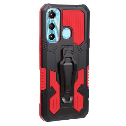 For Infinix Hot 11 Armor Warrior Shockproof PC + TPU Lanyard Phone Case(Red) - Infinix Cases by buy2fix | Online Shopping UK | buy2fix