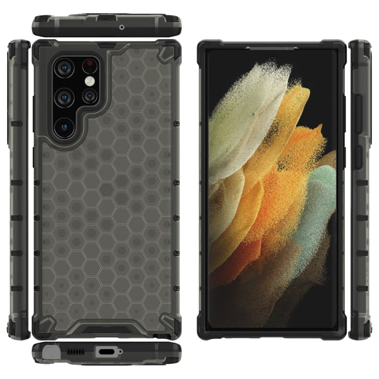 For Samsung Galaxy S22 Ultra 5G Honeycomb PC + TPU Phone Case(Black) - Galaxy S22 Ultra 5G Cases by buy2fix | Online Shopping UK | buy2fix