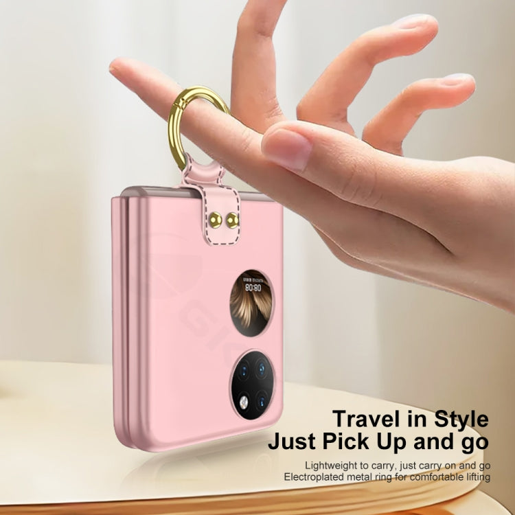 For Huawei P50 Pocket GKK Ultra-thin Full Coverage Phone Case with Ring(Pink) - Huawei Cases by GKK | Online Shopping UK | buy2fix