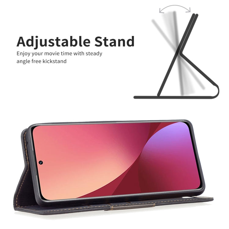 For Xiaomi 12 Magnetic Splicing Leather Phone Case(Black) - Xiaomi Accessories by buy2fix | Online Shopping UK | buy2fix