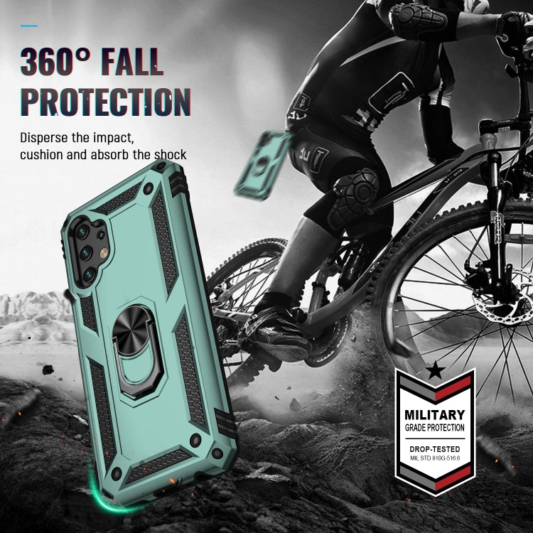 For Samsung Galaxy A13 4G Shockproof TPU + PC Phone Case with Holder(Dark Green) - Samsung Accessories by buy2fix | Online Shopping UK | buy2fix