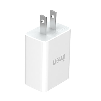IVON AD-33 2 in 1 2.1A Single USB Port Travel Charger + 1m USB to 8 Pin Data Cable Set, US Plug(White) - Apple Accessories by IVON | Online Shopping UK | buy2fix