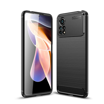 For Xiaomi Poco X4 Pro 5G Brushed Texture Carbon Fiber TPU Phone Case(Black) - Xiaomi Accessories by buy2fix | Online Shopping UK | buy2fix