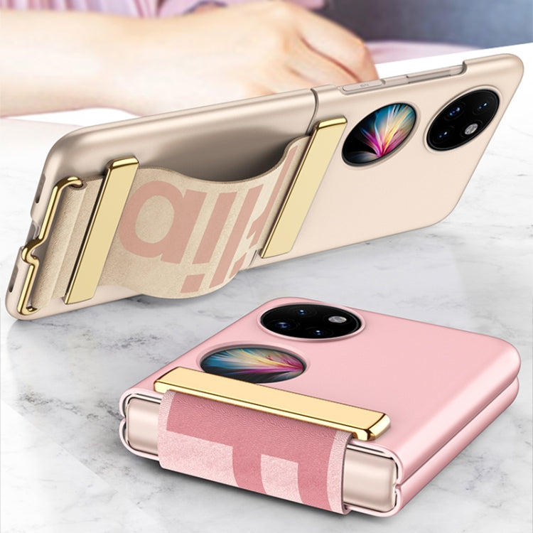 For Huawei P50 Pocket GKK Ultra-thin Full Coverage Phone Case with Wristband(Pink) - Huawei Cases by GKK | Online Shopping UK | buy2fix