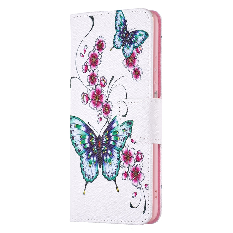 For Samsung Galaxy A23 5G Colored Drawing Pattern Flip Leather Phone Case(Peach Blossom Butterfly) - Samsung Accessories by buy2fix | Online Shopping UK | buy2fix