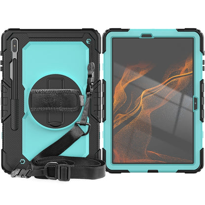 For Samsung Galaxy Tab S8+ 12.4 inch SM-X800 Silicone + PC Tablet Case(Black+Light Blue) - Galaxy Tab S8+ Cases by buy2fix | Online Shopping UK | buy2fix