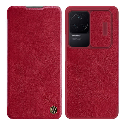 For Xiaomi Redmi K50 / K50 Pro NILLKIN QIN Series Pro Sliding Camera Cover Leather Phone Case(Red) - Xiaomi Cases by NILLKIN | Online Shopping UK | buy2fix