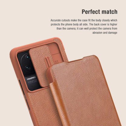 For Xiaomi Redmi K50 / K50 Pro NILLKIN QIN Series Pro Sliding Camera Cover Leather Phone Case(Red) - Xiaomi Cases by NILLKIN | Online Shopping UK | buy2fix