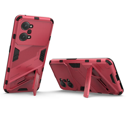 For OPPO K10 Pro 5G China Punk Armor 2 in 1 PC + TPU Shockproof Phone Case with Invisible Holder(Light Red) - OPPO Cases by buy2fix | Online Shopping UK | buy2fix