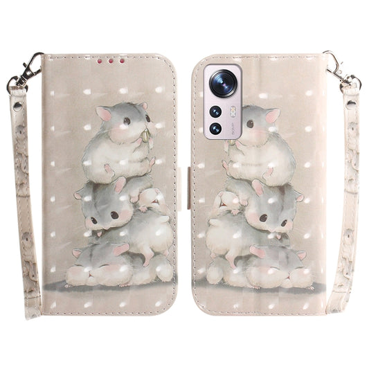 For Xiaomi 12 / 12X 3D Colored Horizontal Flip Leather Phone Case(Squirrels) - 12 Cases by buy2fix | Online Shopping UK | buy2fix