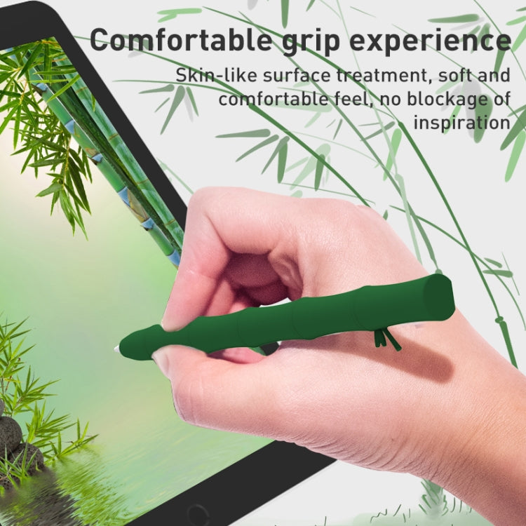 Bamboo Liquid Silicone Gel Stylus Pen Protective Case For Apple Pencil 1(Light Green) - Pencil Accessories by buy2fix | Online Shopping UK | buy2fix