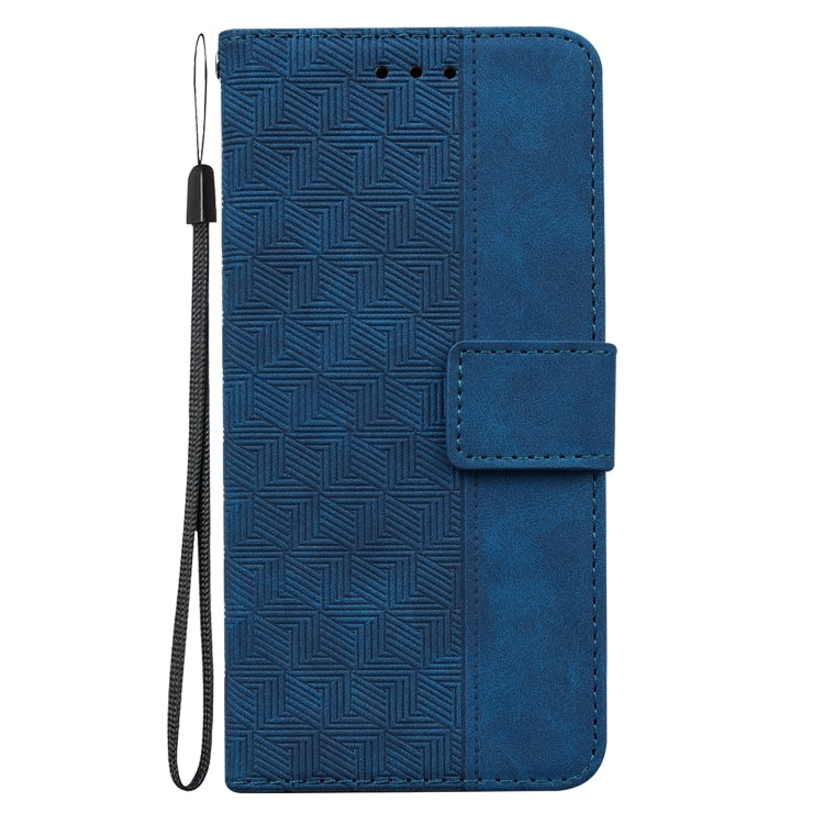 For iPhone 14 Pro Max Geometric Embossed Leather Phone Case (Blue) - Apple Accessories by buy2fix | Online Shopping UK | buy2fix