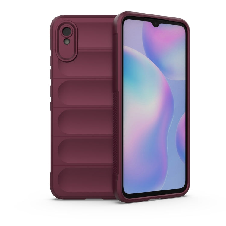 For Xiaomi Redmi 9A Magic Shield TPU + Flannel Phone Case(Wine Red) - Xiaomi Cases by buy2fix | Online Shopping UK | buy2fix