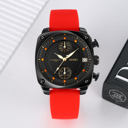 SKMEI 1903 Stainless Steel Buckle Silicone Strap Waterproof Quartz Watch(Red) - Silicone Strap Watches by SKMEI | Online Shopping UK | buy2fix