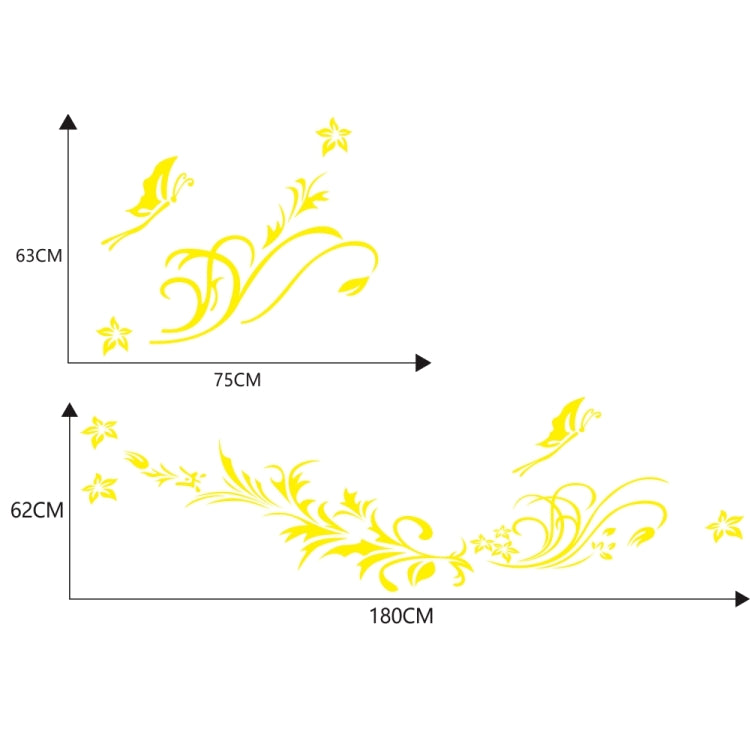 D-462 Butterfly Loves Flowers Pattern Car Modified Decorative Sticker(Yellow) - In Car by buy2fix | Online Shopping UK | buy2fix