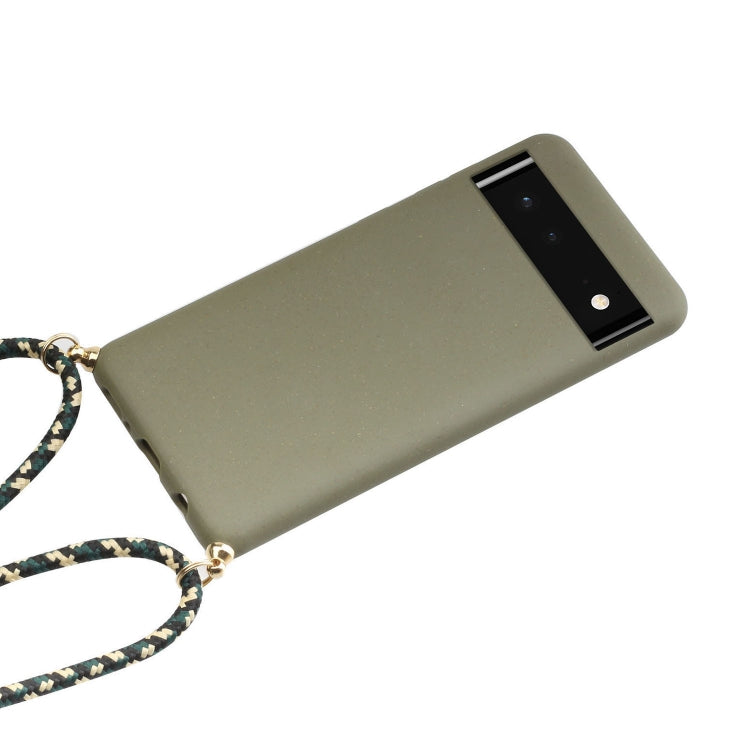 For Google Pixel 6 Wheat Straw Material + TPU Protective Case with Lanyard(Army Green) - Mobile Accessories by buy2fix | Online Shopping UK | buy2fix