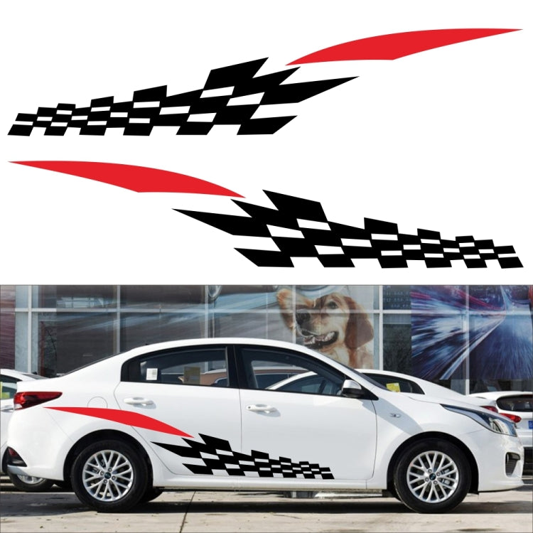 2 PCS/Set D-538 Checkered Totem Pattern Car Modified Decorative Sticker(White+Red) - In Car by buy2fix | Online Shopping UK | buy2fix
