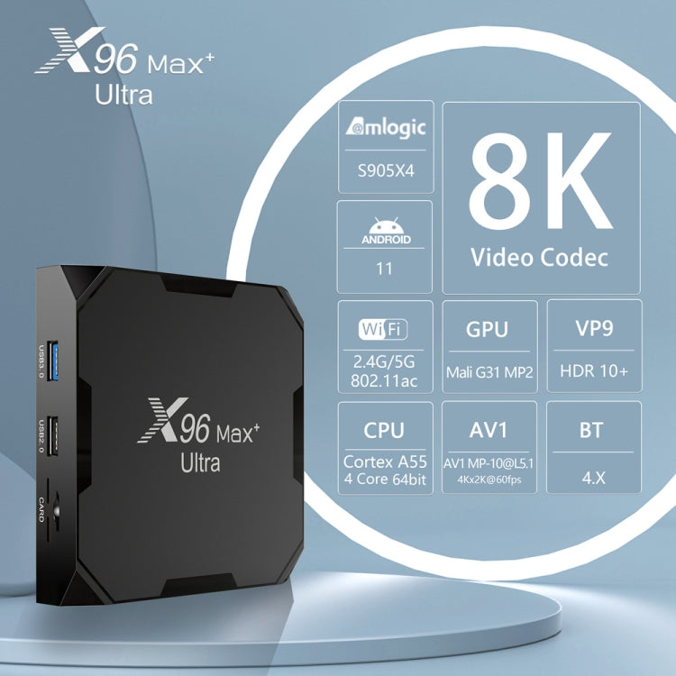 X96 Max+ Ultra 4GB+32GB Amlogic S905X4 8K Smart TV BOX Android 11.0 Media Player, Plug Type:AU Plug - Consumer Electronics by buy2fix | Online Shopping UK | buy2fix