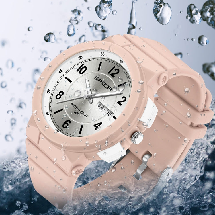 SANDA 6097 TPU Strap Dual Calendar Waterproof Electronic Watch(White) - Silicone Strap Watches by SANDA | Online Shopping UK | buy2fix