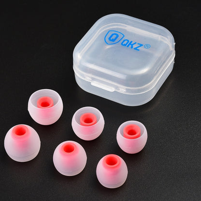 QKZ GJES 6-in-1 In-Ear Earphone Silicone Ear Caps(White Red) - Apple Accessories by QKZ | Online Shopping UK | buy2fix