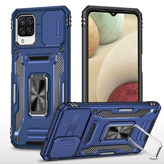 For Samsung Galaxy A12 5G/4G / M12 / F12 Armor PC + TPU Camera Shield Phone Case(Navy Blue) - Galaxy Phone Cases by buy2fix | Online Shopping UK | buy2fix