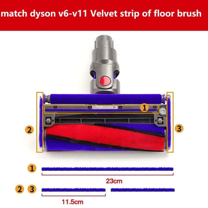 2 in 1 Velvet Strip Soft Velvet Floor Brush Hose Strips For Dyson V7 / V8 / V10 / V11 - Consumer Electronics by buy2fix | Online Shopping UK | buy2fix