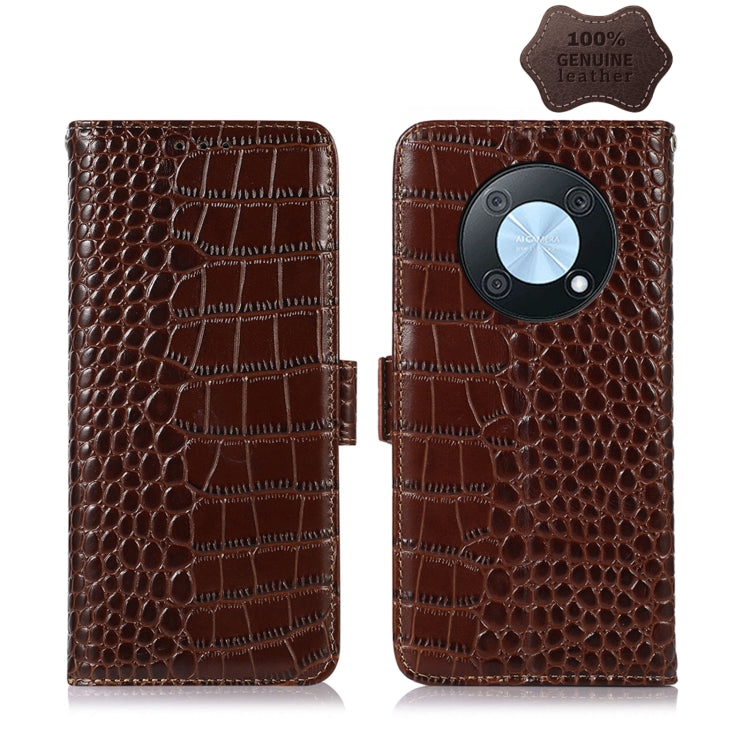For Huawei Nova Y90/Enjoy 50 Pro Crocodile Top Layer Cowhide Leather Phone Case(Brown) - Huawei Cases by buy2fix | Online Shopping UK | buy2fix