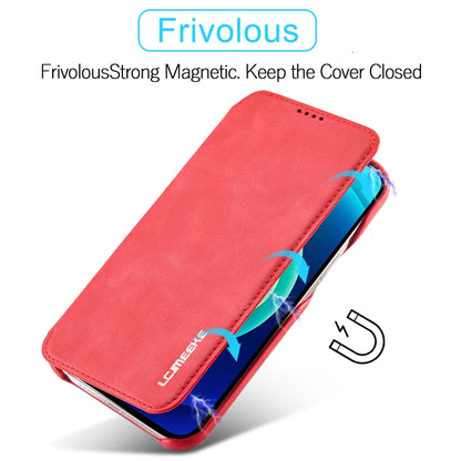 For iPhone 14 LC.IMEEKE Hon Ancient Series Flip Leather Phone Case (Red) - iPhone 14 Cases by LC.IMEEKE | Online Shopping UK | buy2fix