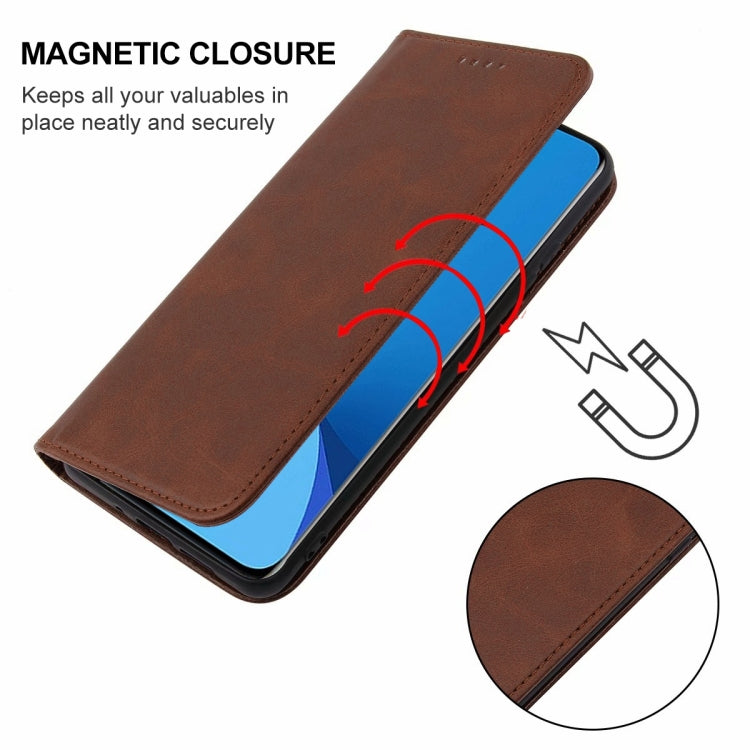 For Xiaomi 12X Magnetic Closure Leather Phone Case(Brown) - Xiaomi Cases by buy2fix | Online Shopping UK | buy2fix