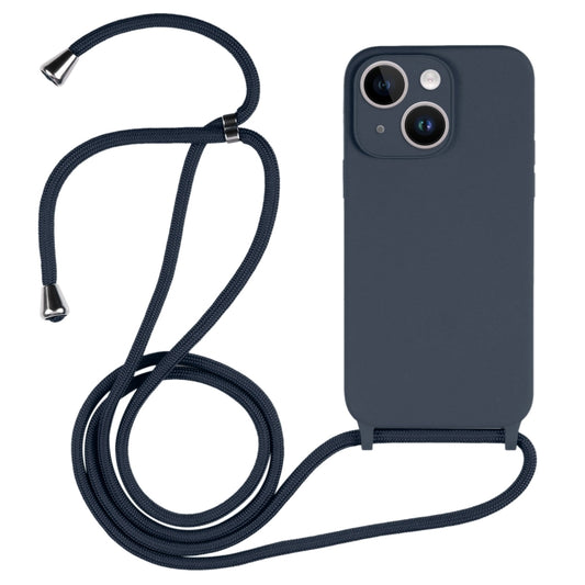 For iPhone 14 Crossbody Lanyard Liquid Silicone Case(Midnight Blue) - iPhone 14 Cases by buy2fix | Online Shopping UK | buy2fix