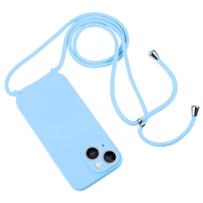 For iPhone 14 Plus Crossbody Lanyard Liquid Silicone Case(Blue) - iPhone 14 Plus Cases by buy2fix | Online Shopping UK | buy2fix