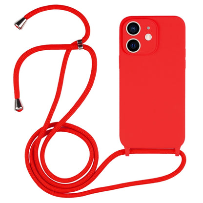 For iPhone 12 Crossbody Lanyard Liquid Silicone Case(Red) - iPhone 12 / 12 Pro Cases by buy2fix | Online Shopping UK | buy2fix