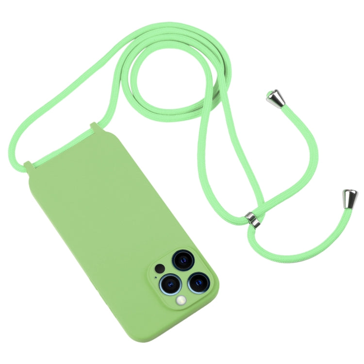 For iPhone 12 Pro Max Crossbody Lanyard Liquid Silicone Case(Matcha Green) - iPhone 12 Pro Max Cases by buy2fix | Online Shopping UK | buy2fix