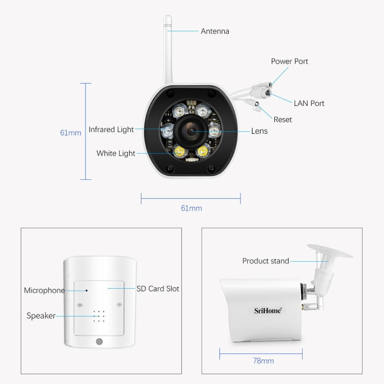 SriHome SH034C 4.0MP AI Humanoid Tracking WiFi Outdoor Surveillance Camera(US Plug) - Bullet Camera by SriHome | Online Shopping UK | buy2fix