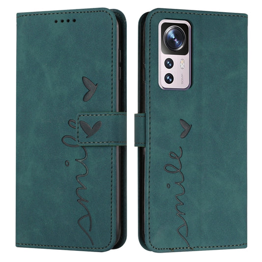 For Xiaomi 12T/12T Pro/Redmi K50 Ultra Skin Feel Heart Pattern Leather Phone Case(Green) - Xiaomi Cases by buy2fix | Online Shopping UK | buy2fix