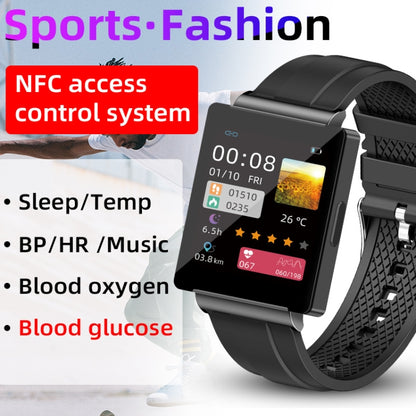 KS01 1.85 Inch Smart Watch Supports Blood Glucose Detection, Blood Pressure Detection, Blood Oxygen Detection(Black) - Smart Watches by buy2fix | Online Shopping UK | buy2fix