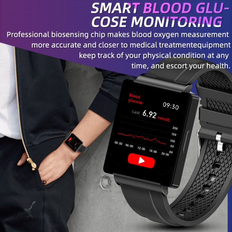 KS01 1.85 Inch Smart Watch Supports Blood Glucose Detection, Blood Pressure Detection, Blood Oxygen Detection(Black) - Smart Watches by buy2fix | Online Shopping UK | buy2fix