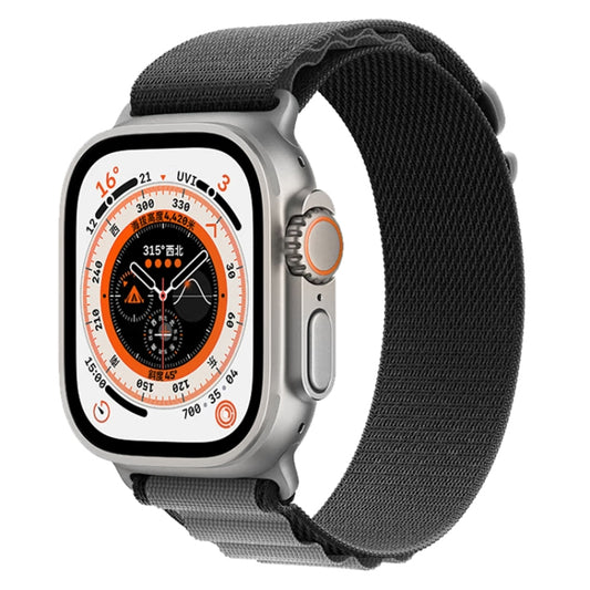 For Apple Watch Ultra 49mm Nylon Watch Band (Black Grey) - Smart Wear by buy2fix | Online Shopping UK | buy2fix