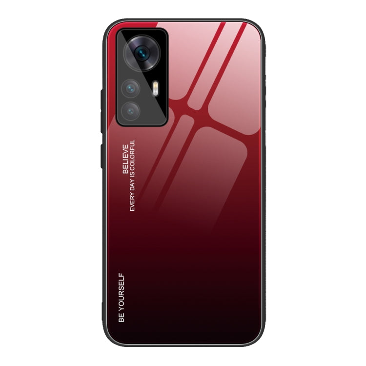 For Xiaomi Redmi K50 Ultra / 12T / 12T Pro Gradient Color Glass Phone Case(Red Black) - Xiaomi Cases by buy2fix | Online Shopping UK | buy2fix