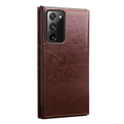 For Samsung Galaxy Note20 QIALINO Genuine Leather Phone Case(Brown) - Galaxy S22 5G Cases by QIALINO | Online Shopping UK | buy2fix